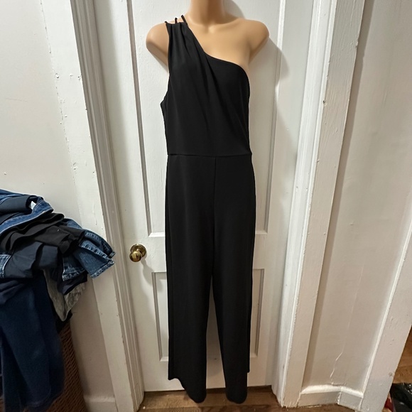 Crystal Sky Pants - Crystal Sky One Shoulder Black Jumpsuit in M